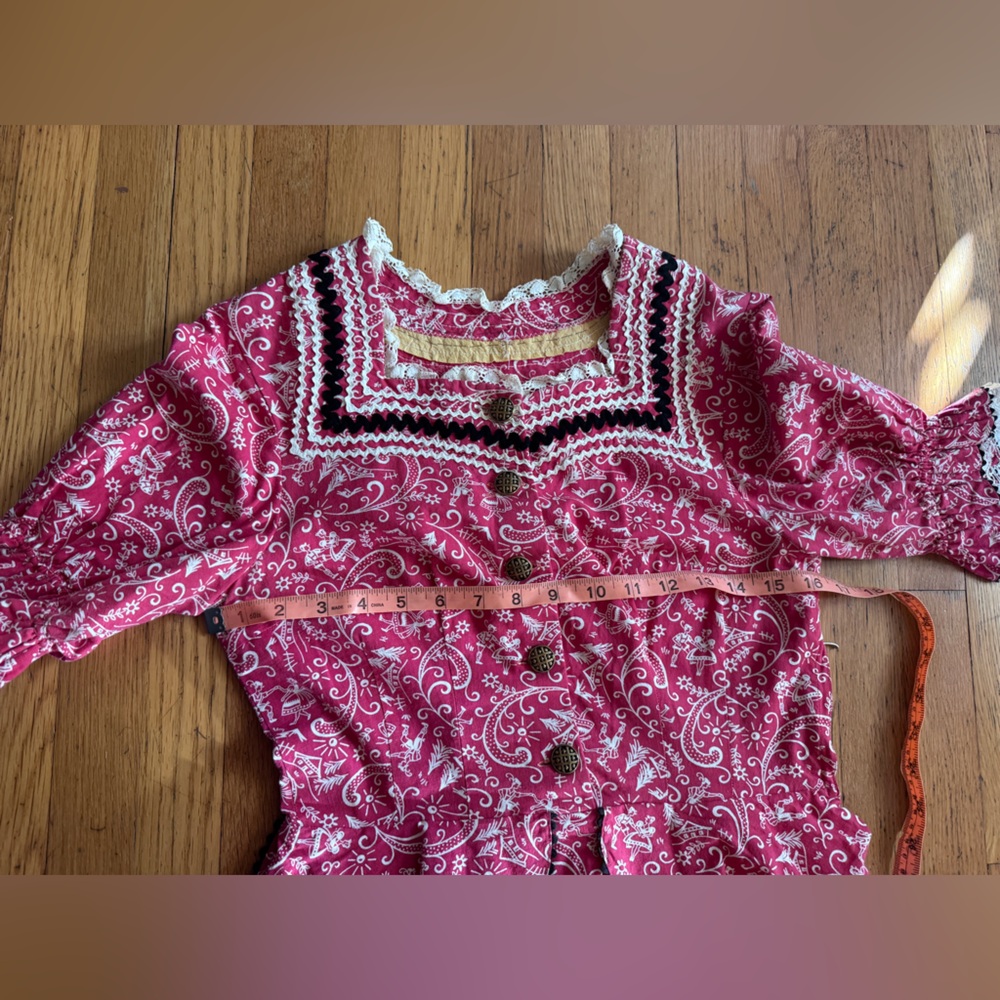 40s Inspired Red Novelty Print Paisley Dress Sz SM - Picture 8 of 12